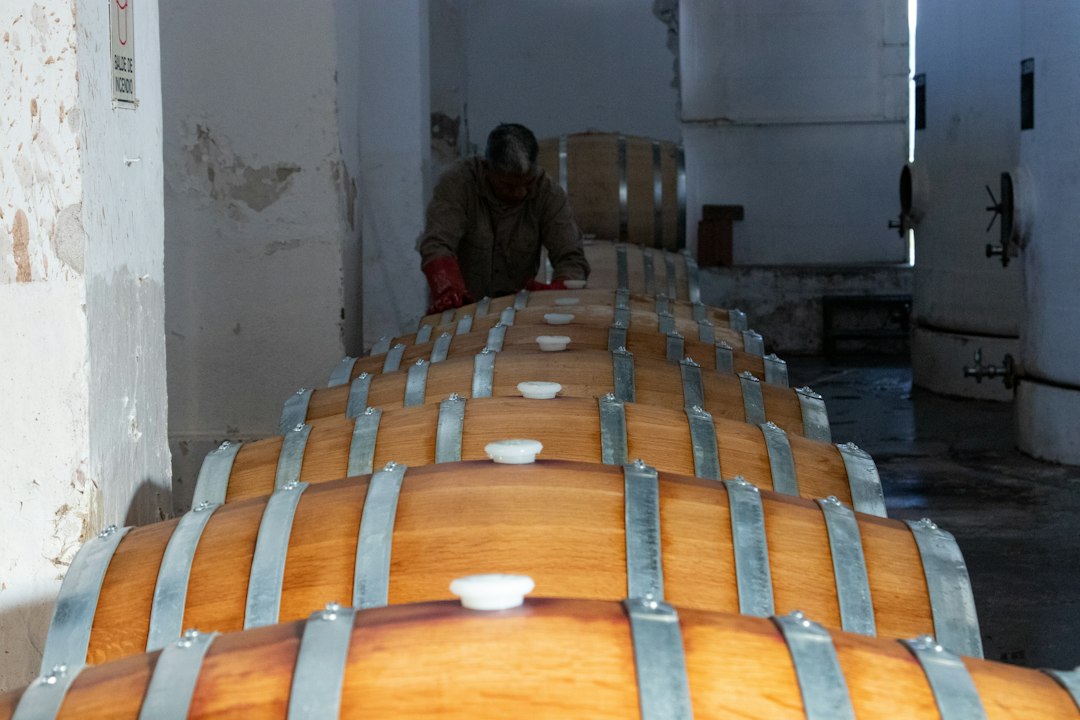a person standing next to a table