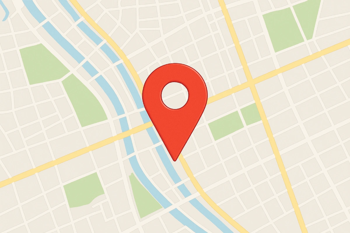 Marcador rojo en mapa digital representando SEO local en Google Maps